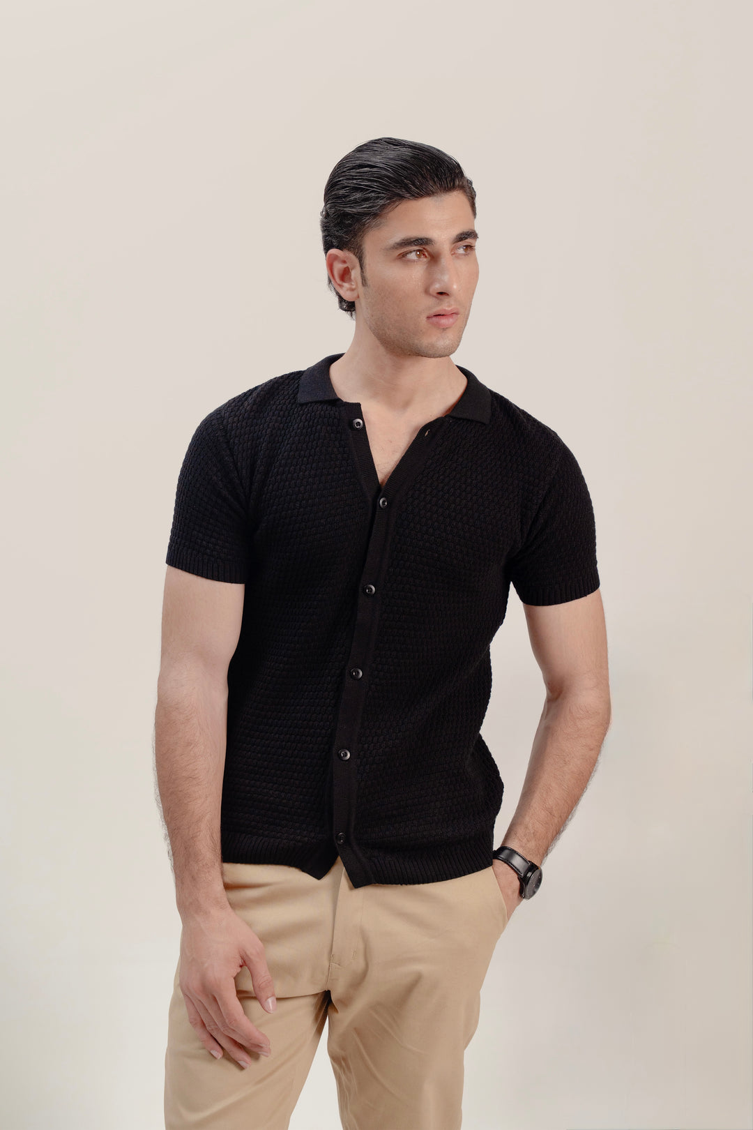 model1
Textured - Knit Shirt - Aurorafits Official
