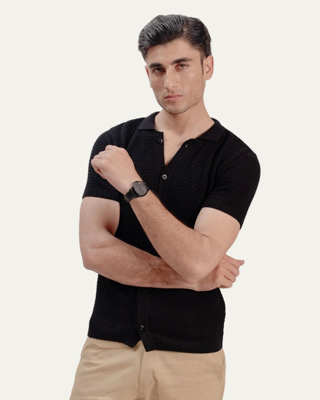 model1
Textured - Knit Shirt - Aurorafits Official