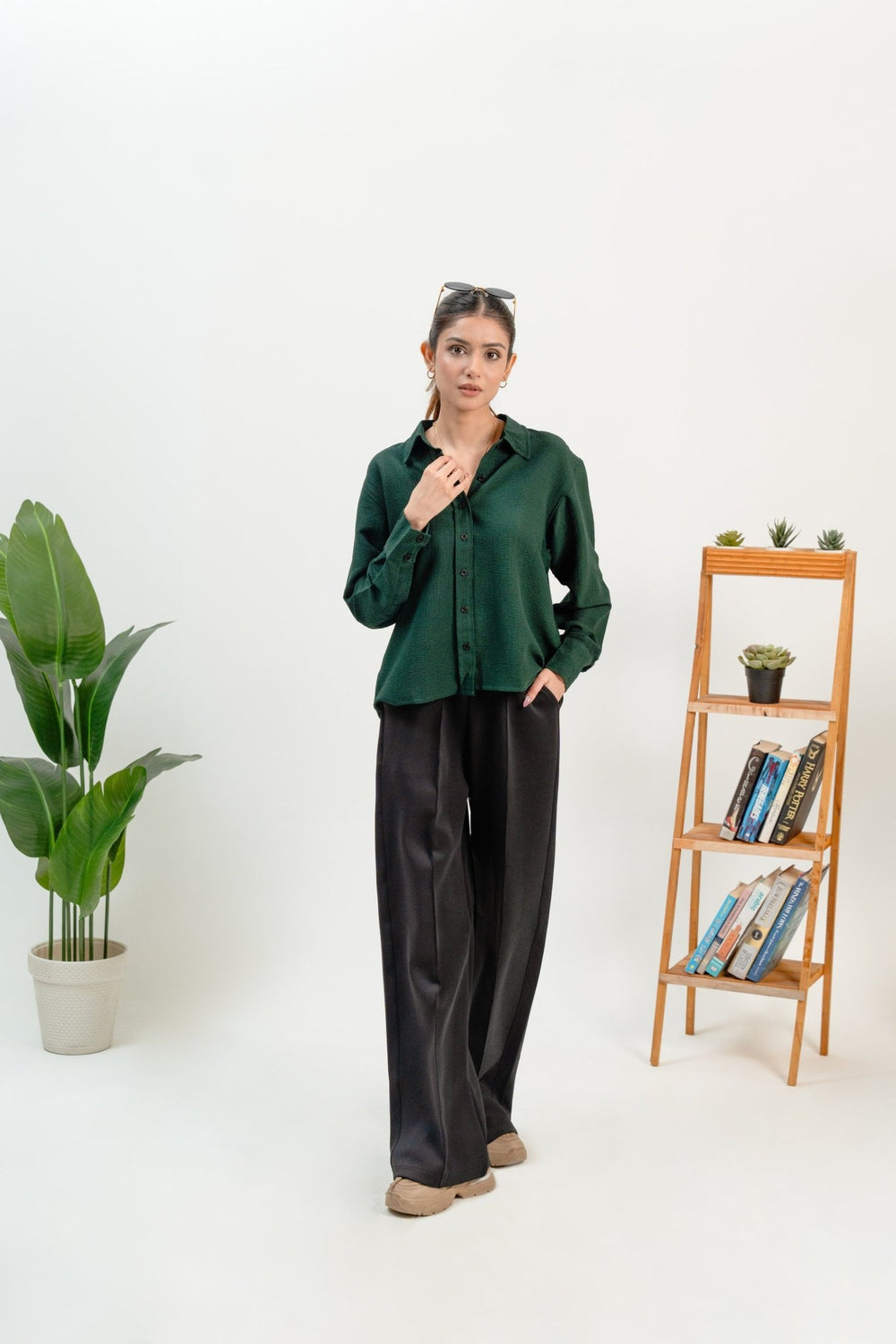 Women Crinkle Button Shirt - Aurorafits Official