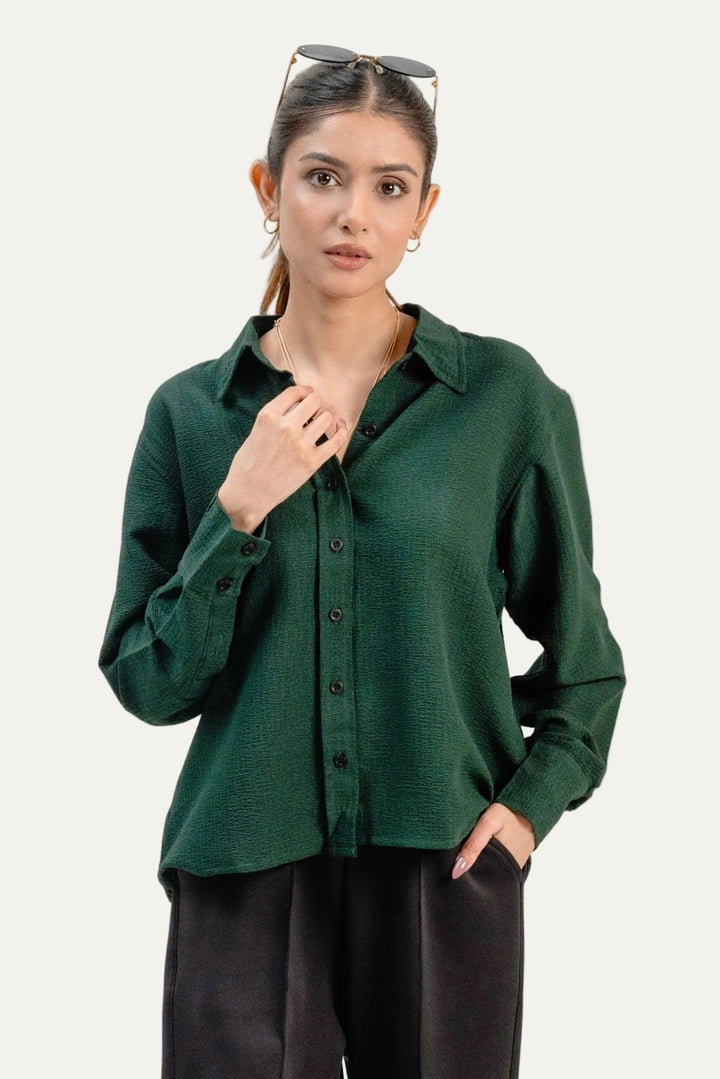 Women Crinkle Button Shirt - Aurorafits Official
