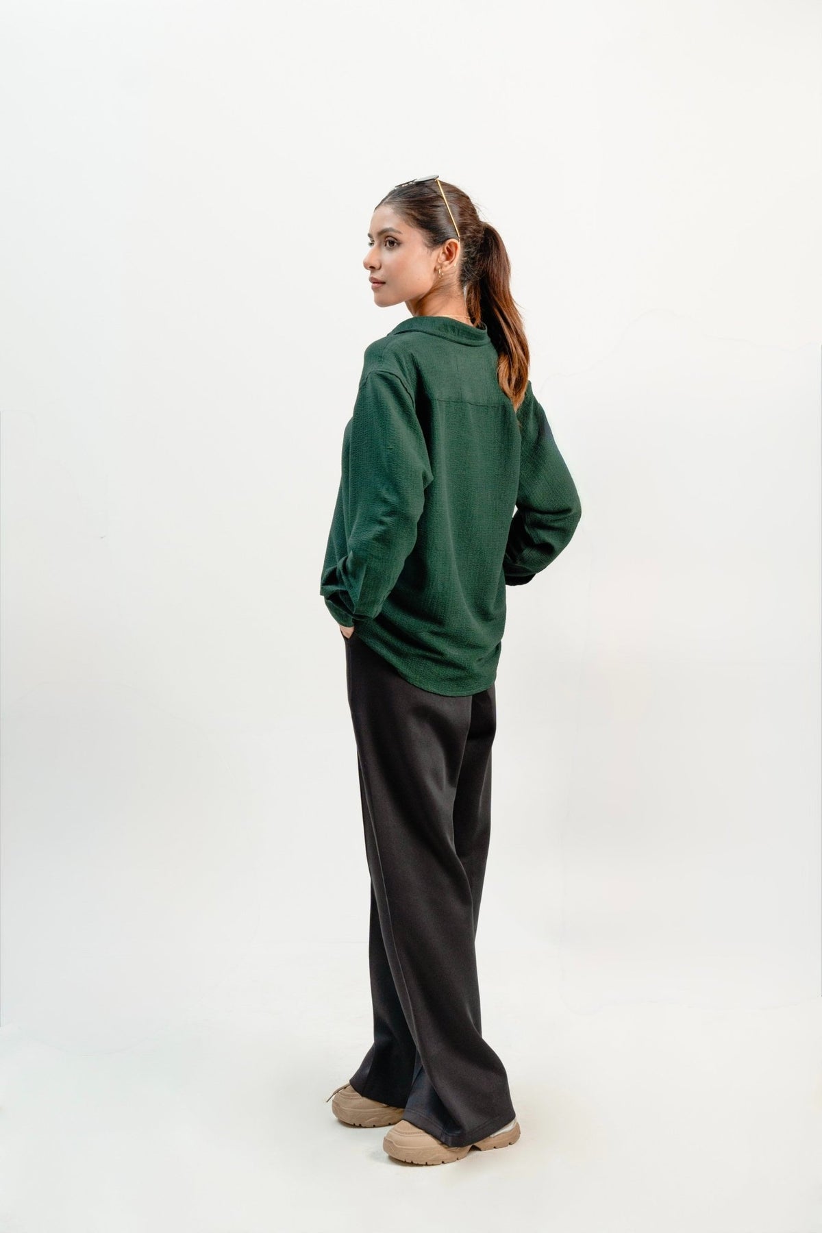 Women Crinkle Button Shirt - Aurorafits Official