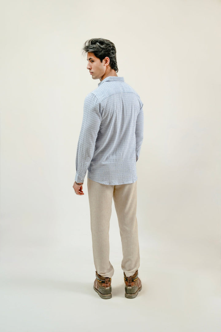 Linen - Blend Seersucker Shirt - Aurorafits Official