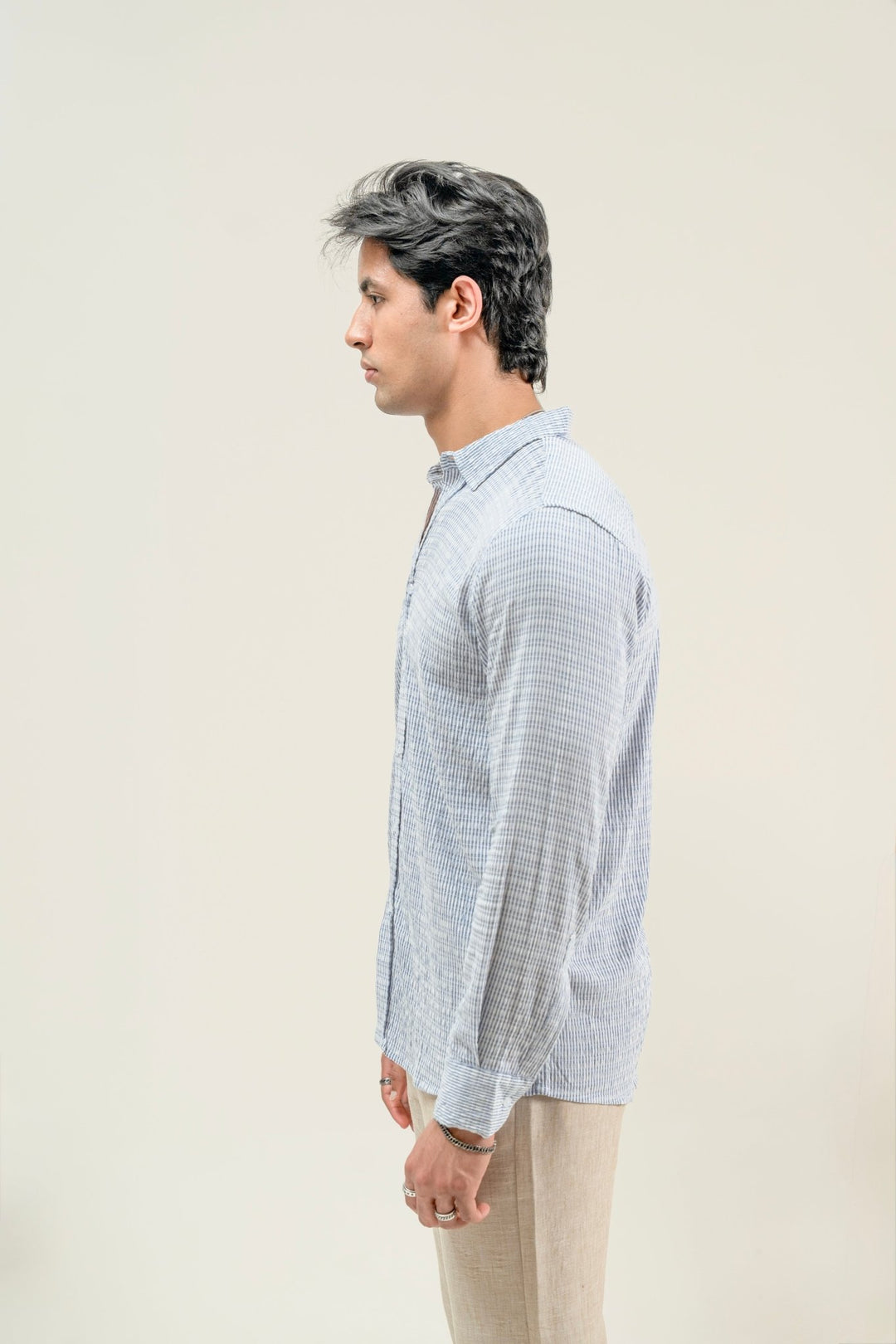 Linen - Blend Seersucker Shirt - Aurorafits Official