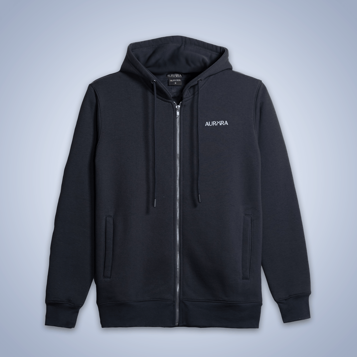 Charcoal Zipper Fleece Hoodie - Aurorafitsofficial