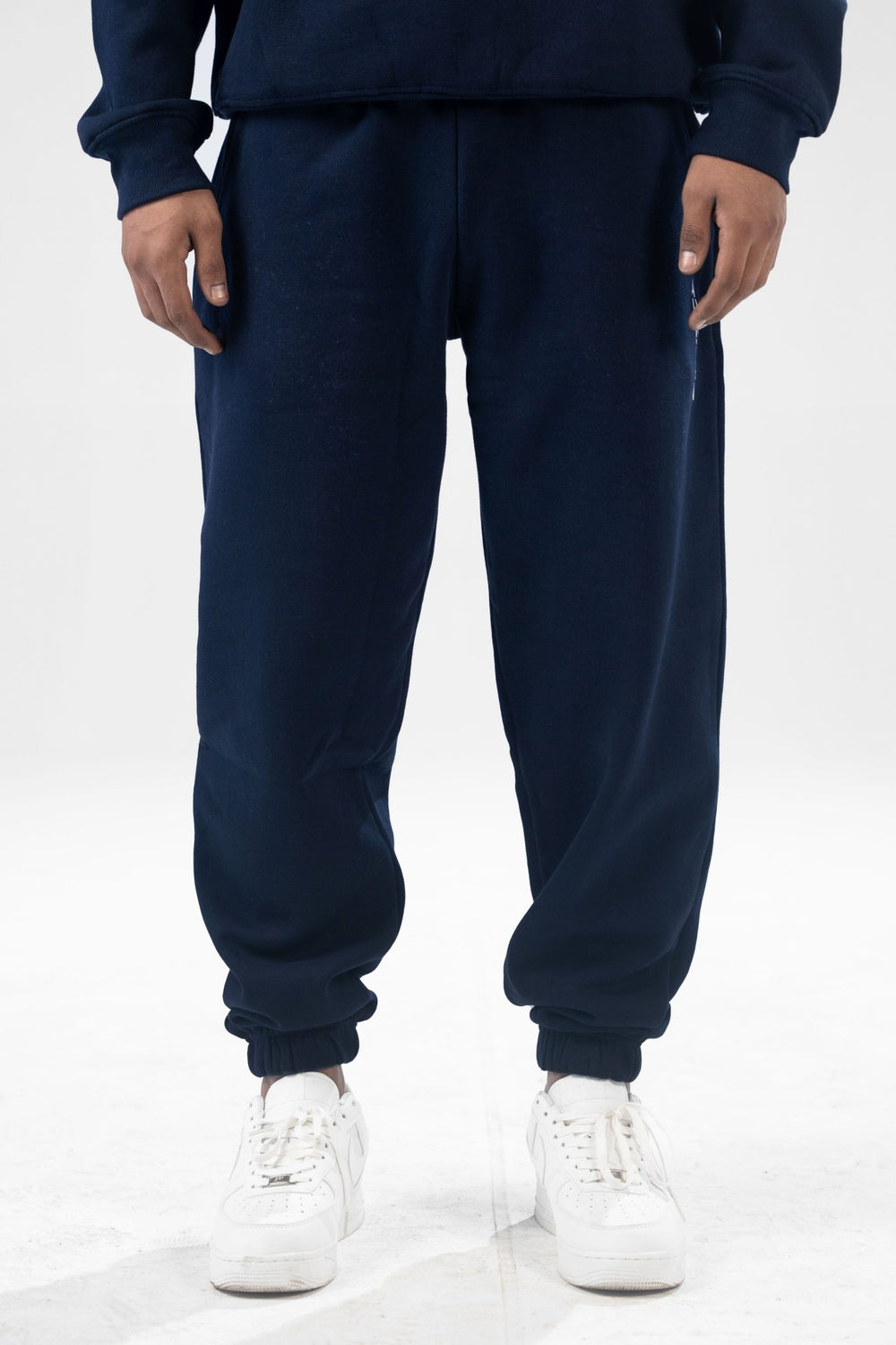 Navy Blue Oversized Fleece Sweatpants - Aurorafitsofficial