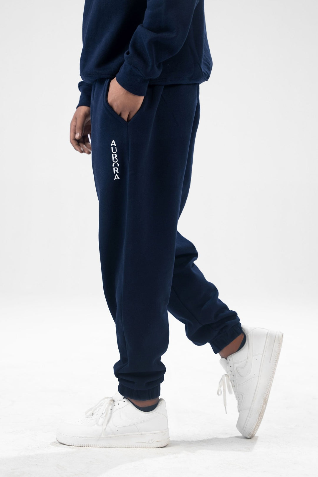 Navy Blue Oversized Fleece Sweatpants - Aurorafitsofficial